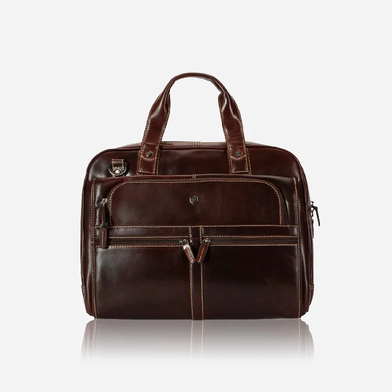 Large Multi Compartment Briefcase, Tobacco