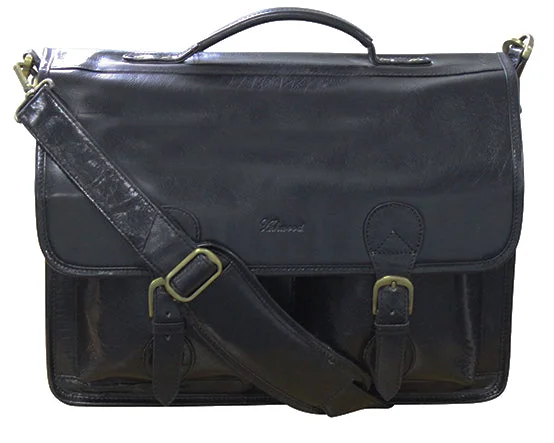 Ashwood Black Leather Satchel Briefcase