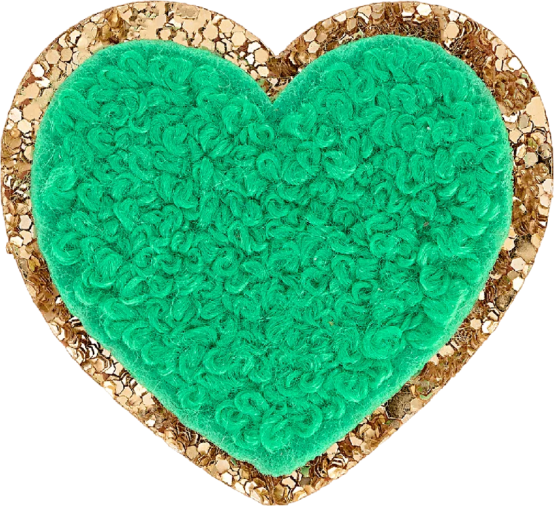 Avocado Mini Glitter Varsity Heart Patch