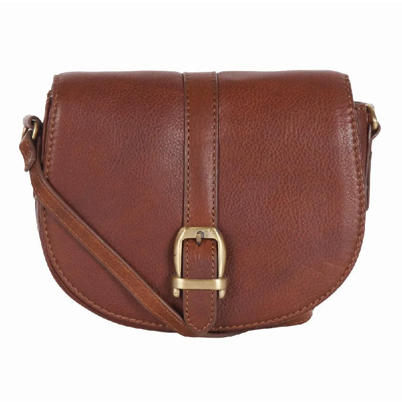 Barbour Laire Ladies Leather Saddle Bag - Brown