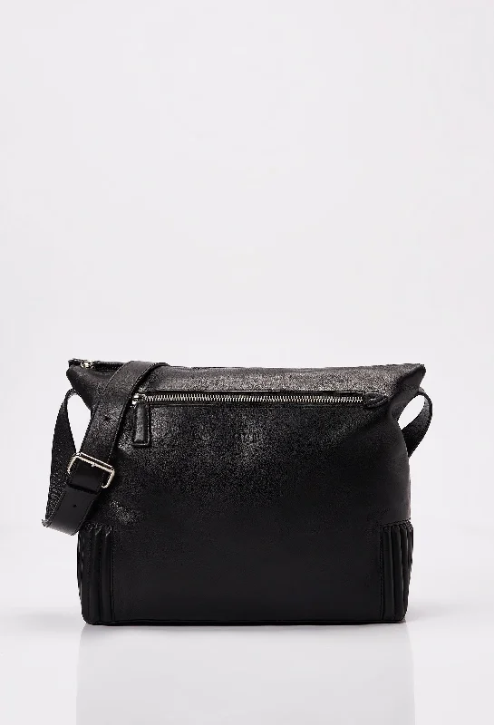 Black Leather Crossbody Messenger