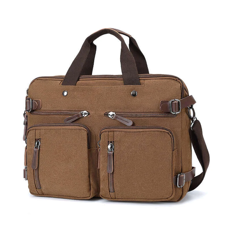 Canvas Laptop Bag: Briefcase, Backpack, Shoulder Bag in One