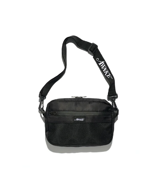 Canvas Logo Messenger Bag - Black