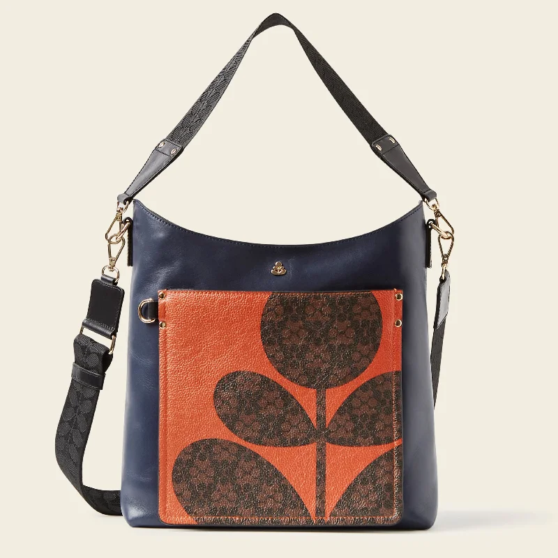 Carrymax Bucket Bag - Navy Puzzle Flower