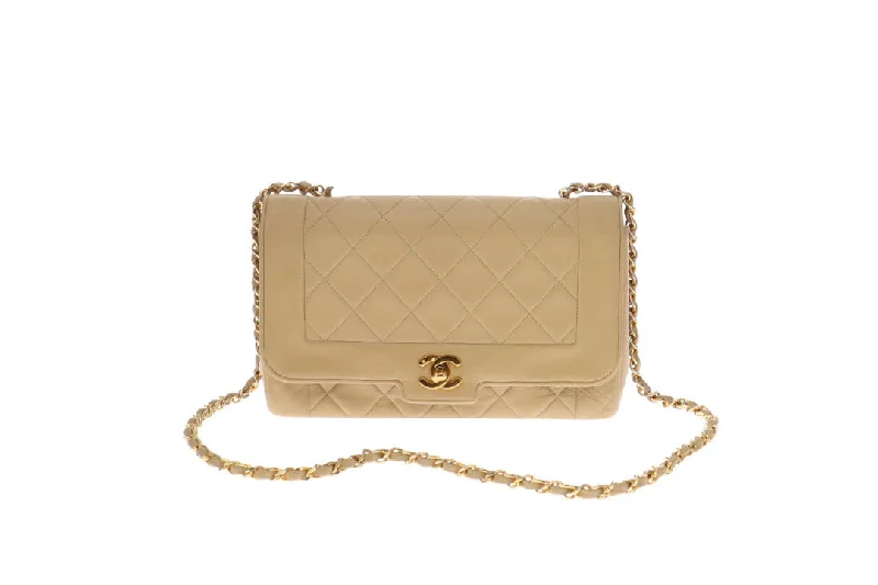 Chanel Vintage Beige Diana Line Flap Bag 1989/91