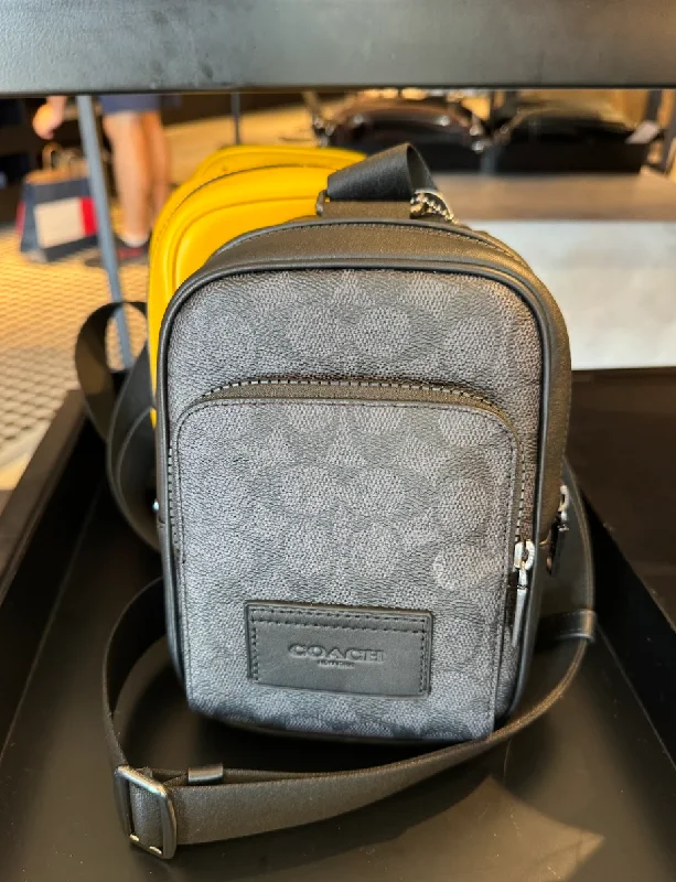 Coach Men Racer Sling Pack In Signature Charcoal Black (Pre-Order)