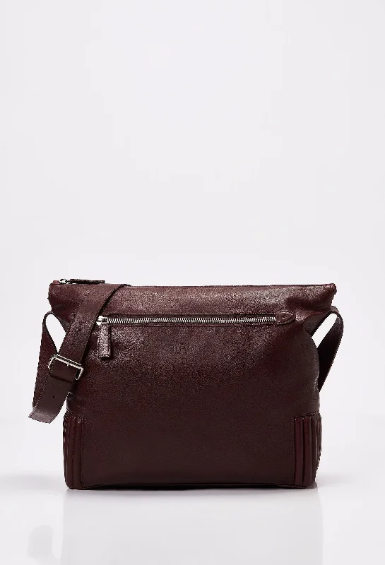 Coffee Leather Crossbody Messenger