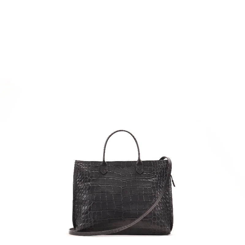 DAY BAG SMOKY BLACK EMBOSSED GATOR