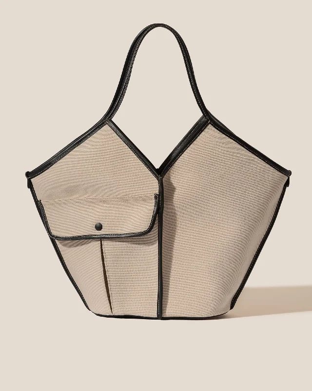 DUNA - Leather-trimmed Organic Cotton Tote Bag