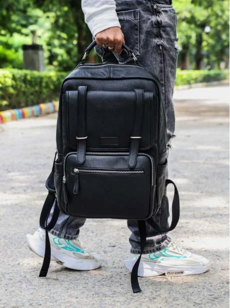 Elegant Soft Black Leather Backpack – Stylish, Versatile, and Organized  ART:- BG-1610