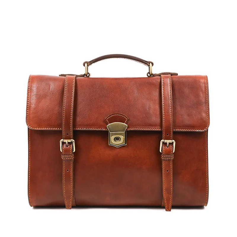 Leather Belted Briefcase, Convertible Backpack - The Glass Menagerie