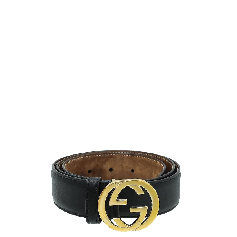 Gucci Black Interlocking G Buckle Belt 36