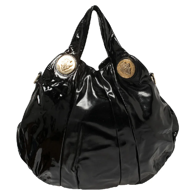 Gucci Black Patent Leather Large Hysteria Hobo