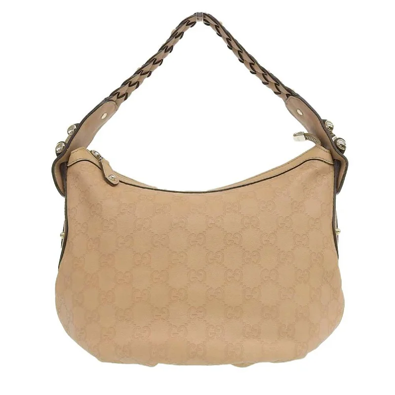 Gucci Shima One Shoulder Bag Leather Beige 211984 486628