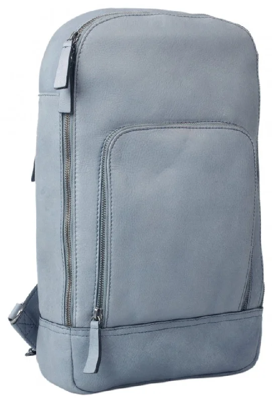 HIDEONLINE DUSTY BLUE REAL LEATHER BACKPACK / SLING BAG