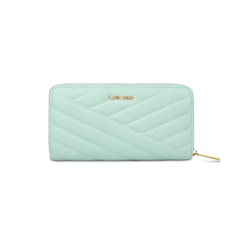 Lavie Luxe Mint Large Women's Cross Quilt Zip Around Wallet