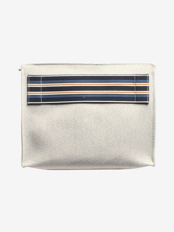 Neutral canvas boxy clutch bag