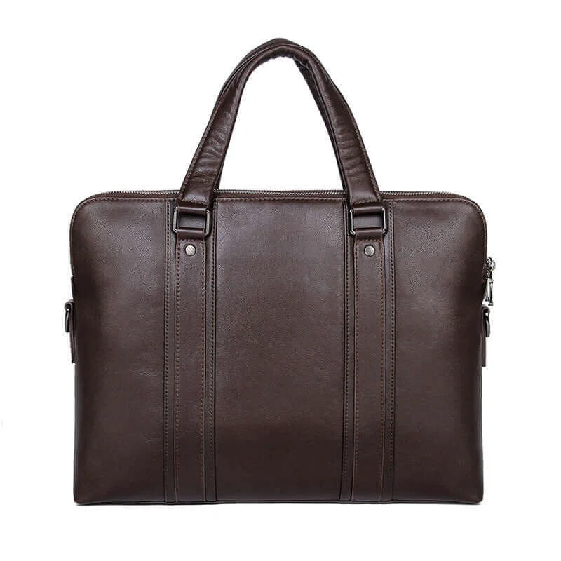 Premium Leather Slim Work Laptop Briefcase