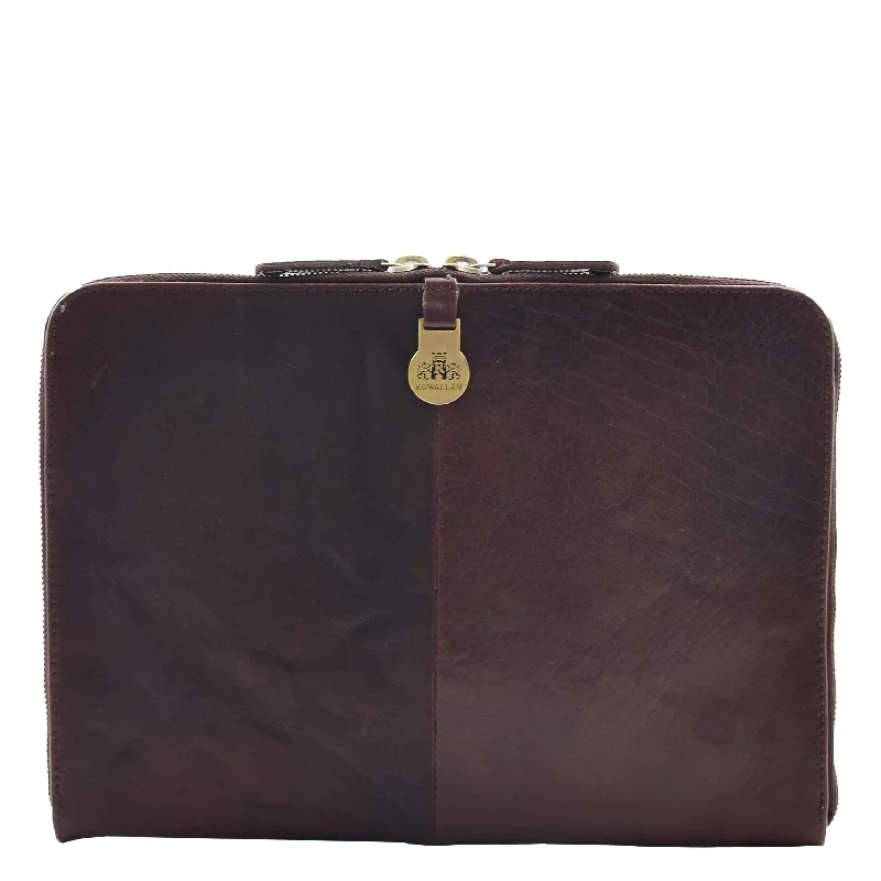 Real Leather Small Portfolio Case Greenville Brown