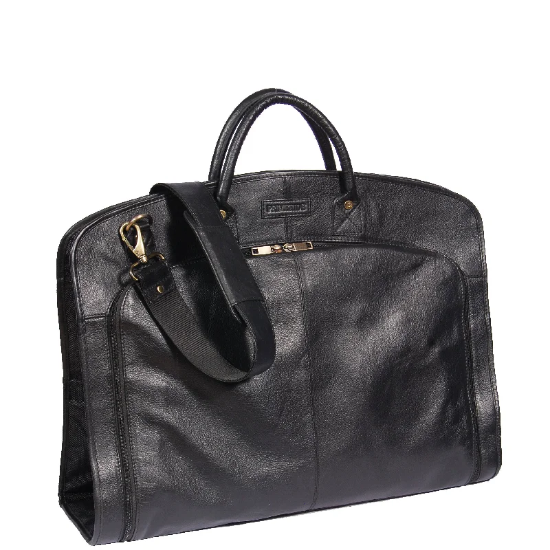 Real Leather Suit / Dress Carrier HOL933 Black