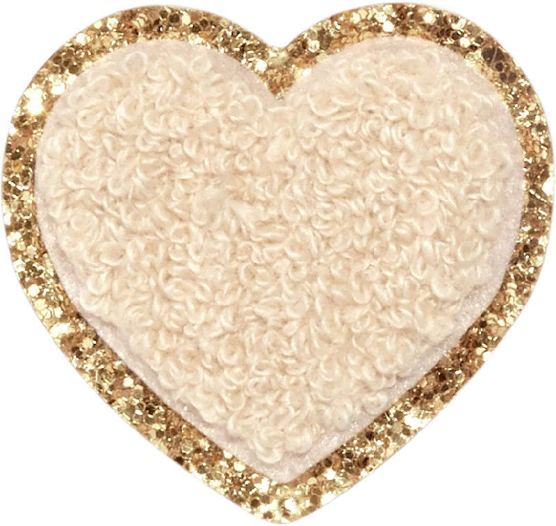 Sand Glitter Varsity Heart Patch