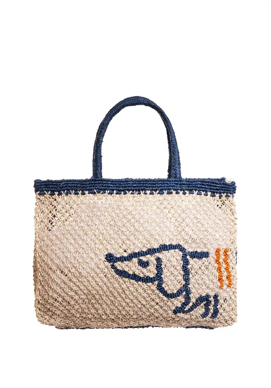 Beach Bag Breton Breton Dog Small Nat-Indigo