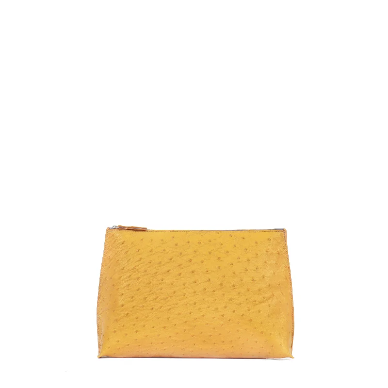 TRAVEL POUCH GOLDENROD GENUINE OSTRICH