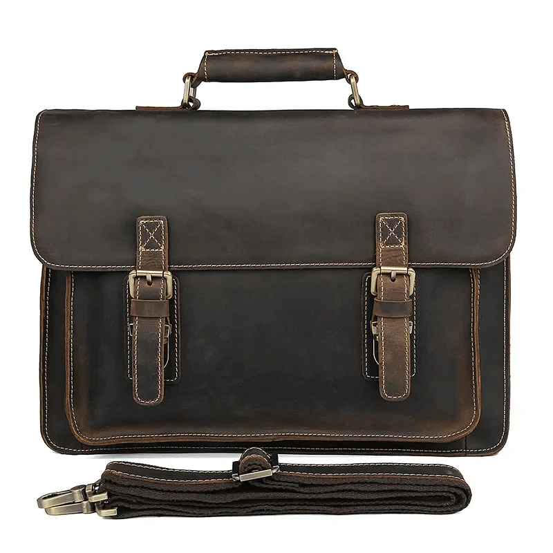 Vintage Crazy Horse Leather Laptop Handbag | Briefcase