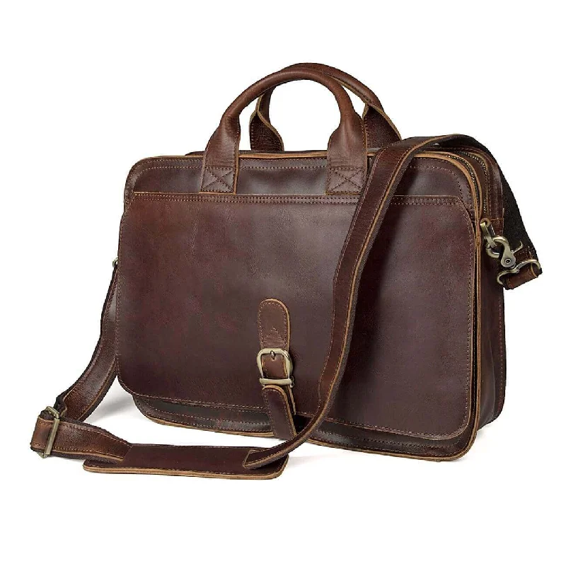 Vintage Leather Briefcase - Fits 14 Inch Laptop