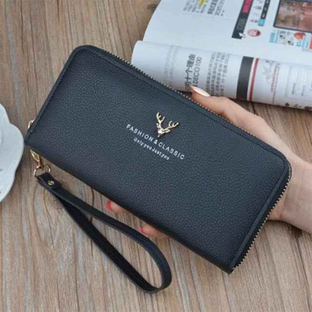 Wallet Women 2019 Quality Female Purse Female Wallet PU Leather Long Purse Black/pink/blue/green/gray Famous Brand Designer