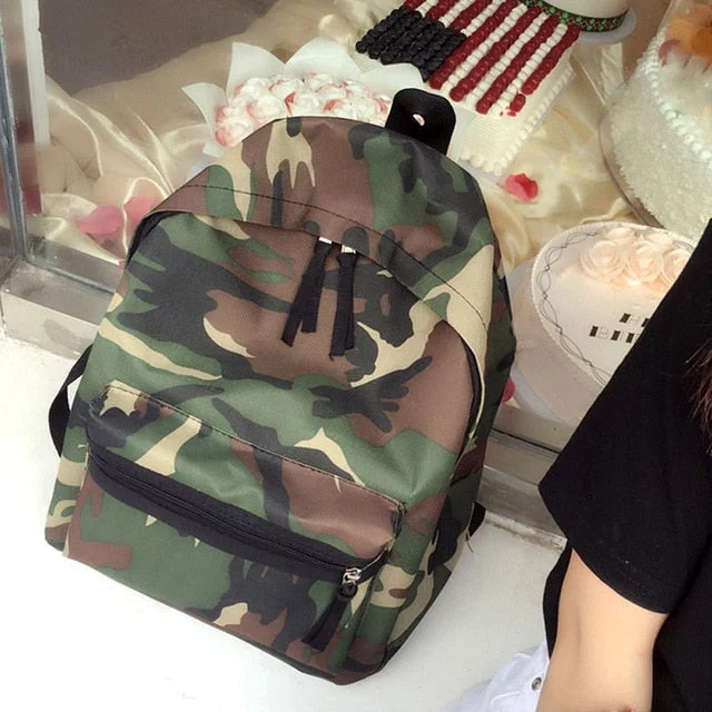 women camouflage backpack green