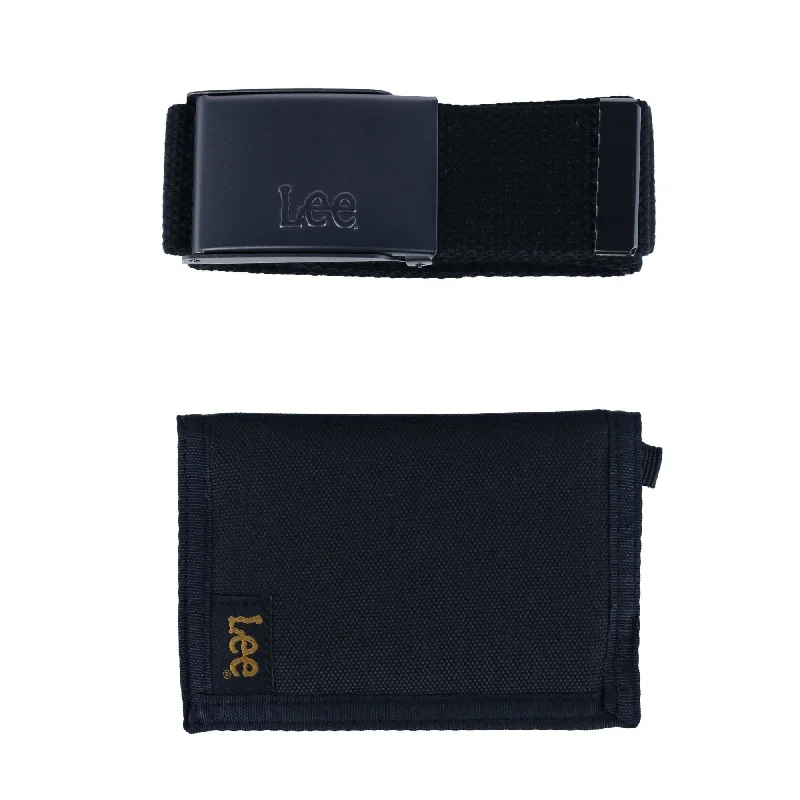 Lee Men's Trifold Wallet and Web Belt Gift Set