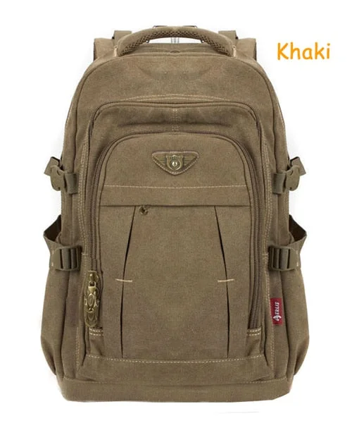 Men's Military Canvas Backpack Zipper Rucksacks Laptop Travel Shoulder Mochila Notebook Schoolbags Vintage College School Bags