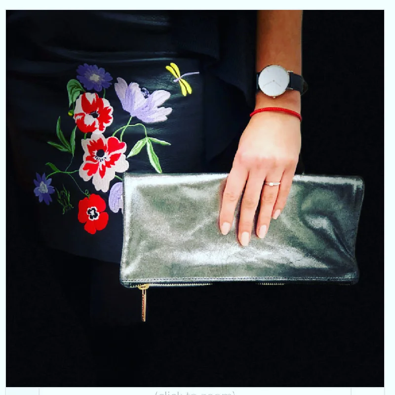 Metallic Magpie Fold Over Clutch #LB909 Black