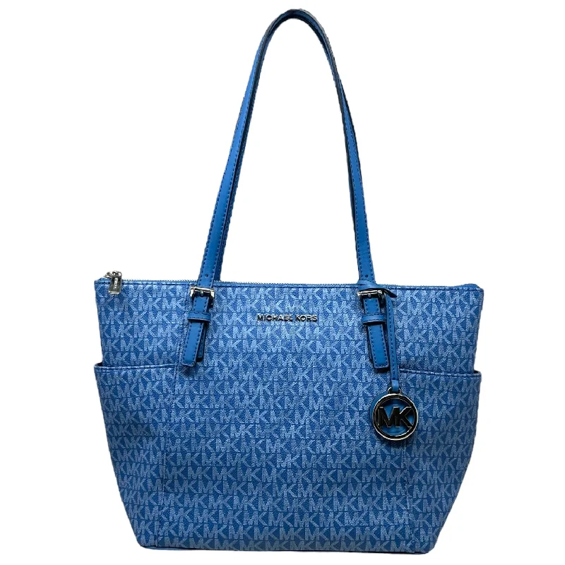 Jet Set East/West Top Zip Tote in Heritage Blue Designer By Michael By Michael Kors, Size: Medium